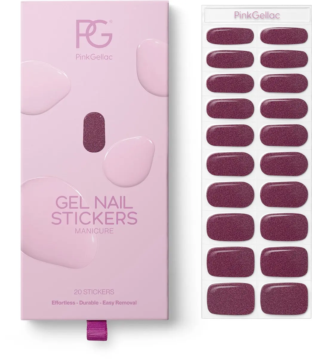 Pink Gellac UV Nagelstickers Sparkling Plum - 20 Stuks