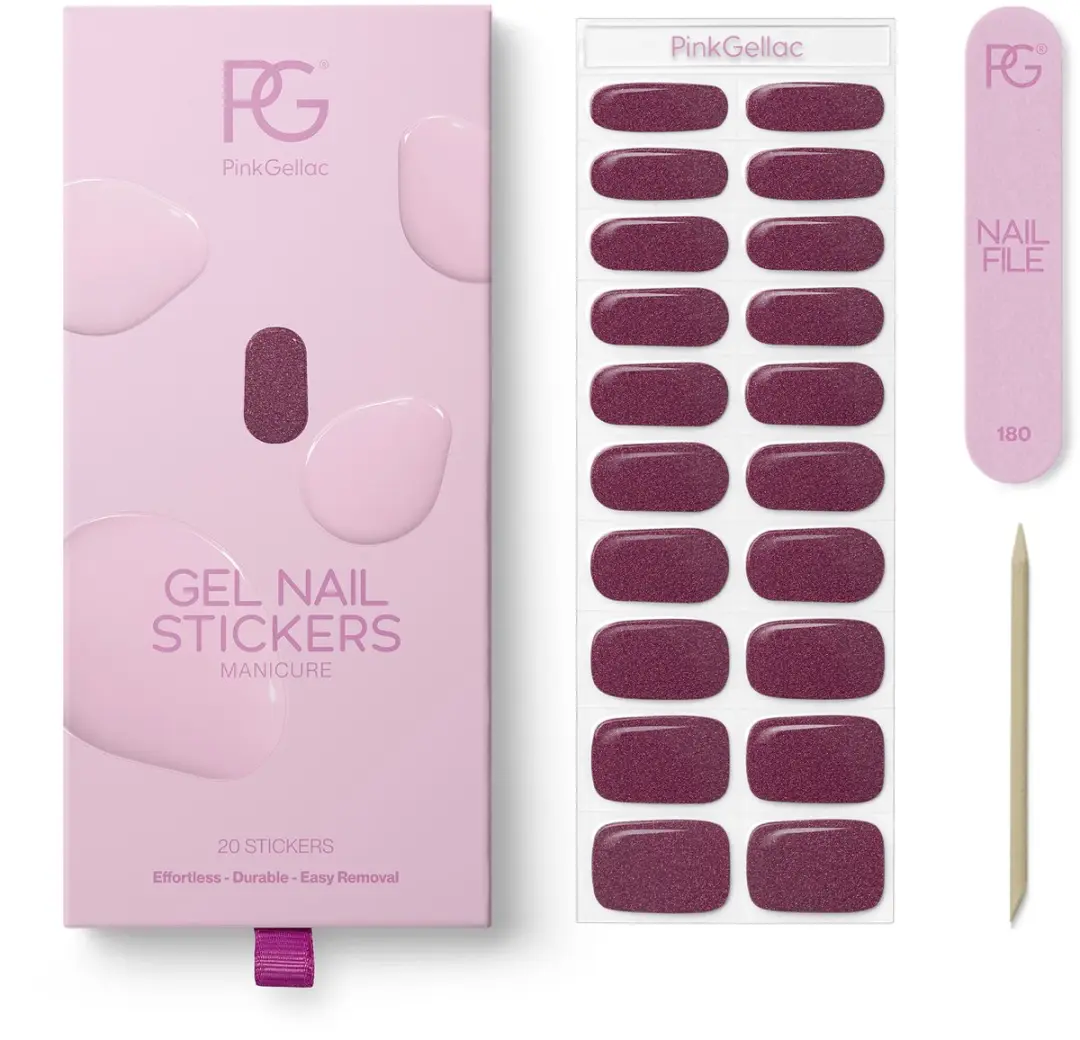 Pink Gellac UV Nagelstickers Sparkling Plum - 20 Stuks