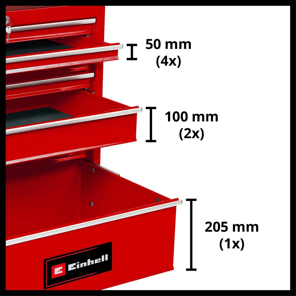 Einhell TC-TW 150 Gereedschapswagen - 7 Lades 150kg Rood