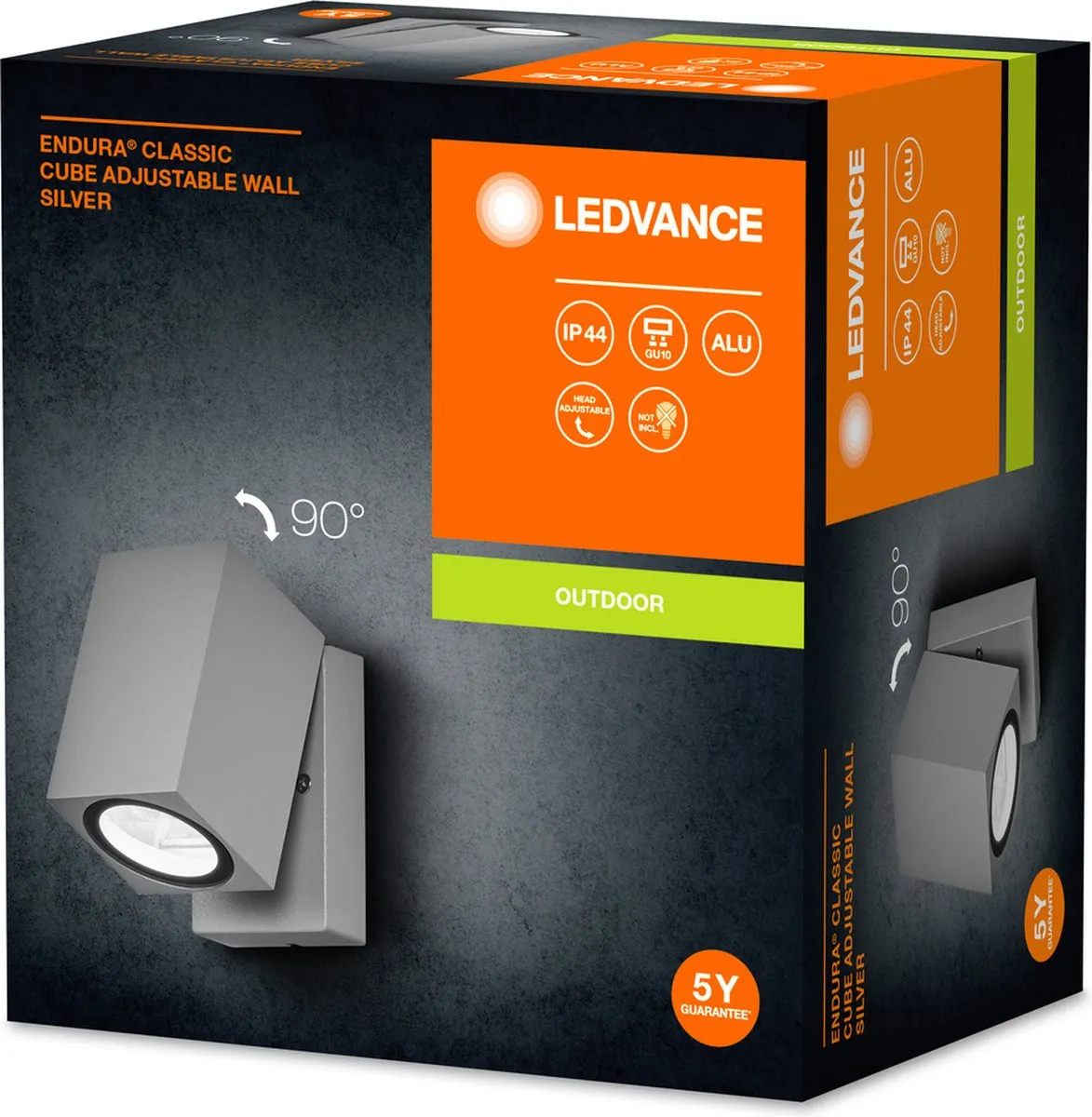 LEDVANCE ENDURA Classic Cube ADJ Wandlamp GU10 - Zilver - IP44
