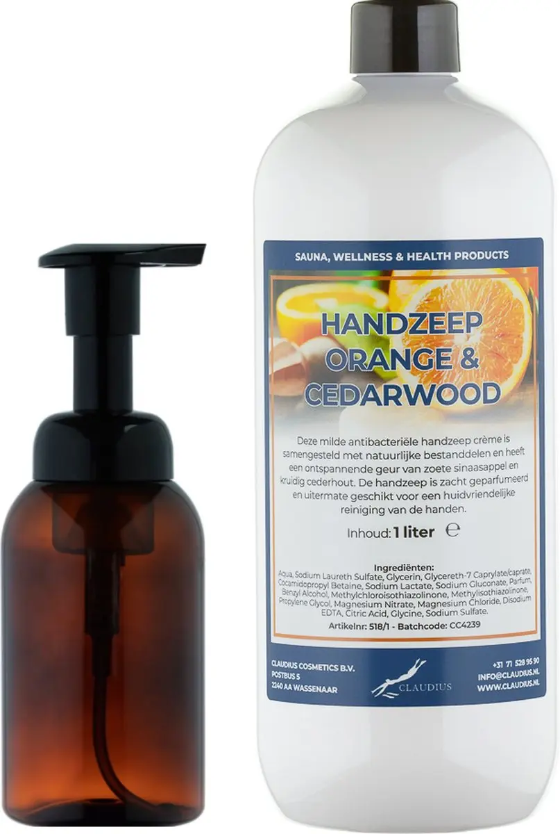 Splashbox Cosmetics Zeepdispenser 300ml + Handzeep 1L Sweet Orange & Cedarwood