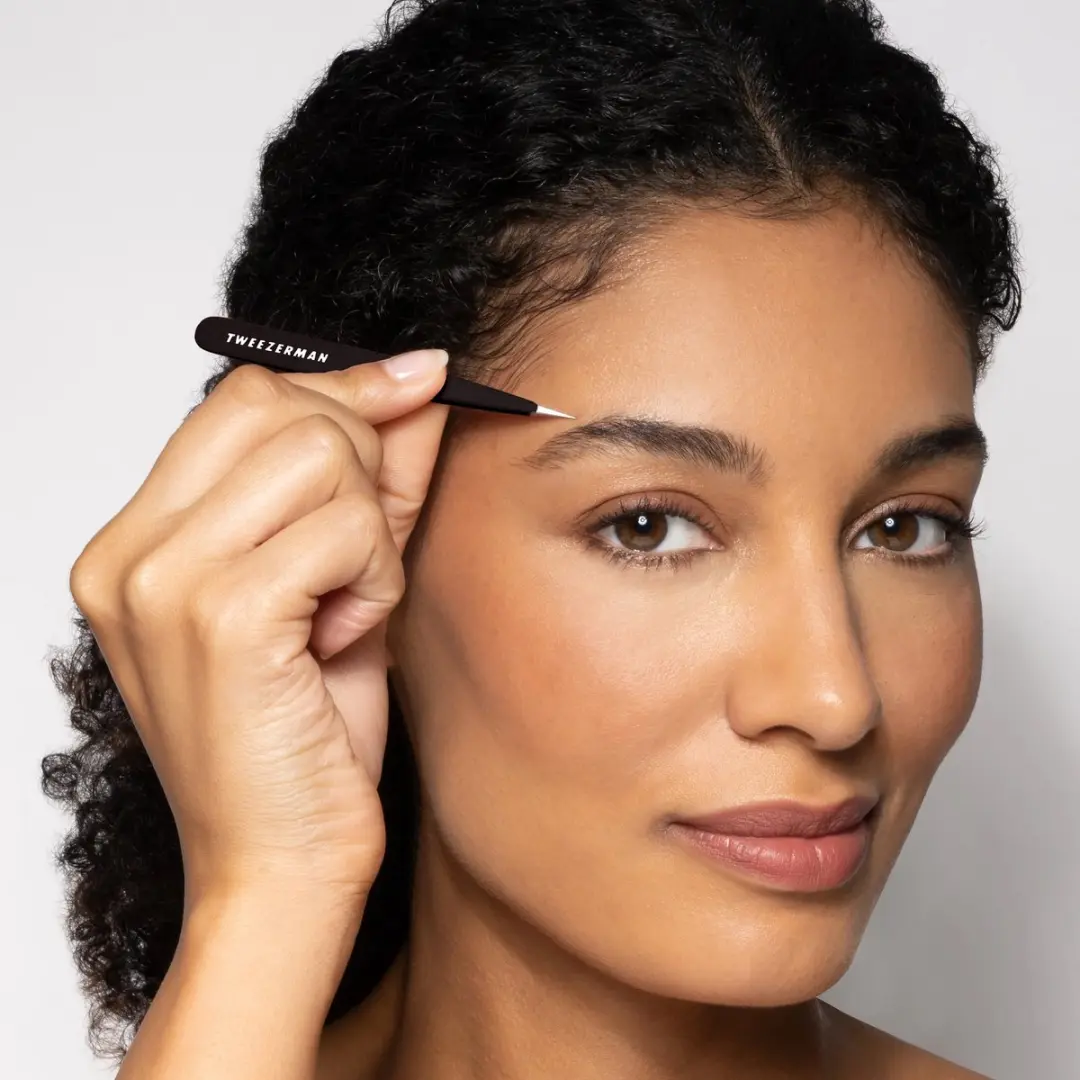 Tweezerman Brow Shaping Set - Mini Slant & Point + Angled Brush - Zwart
