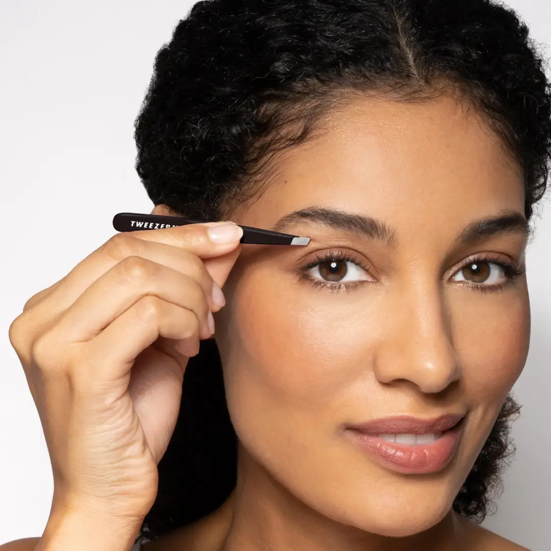 Tweezerman Brow Shaping Set - Mini Slant & Point + Angled Brush - Zwart