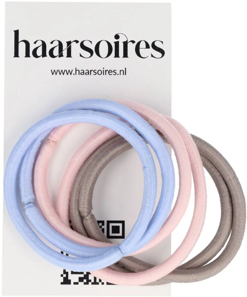 Haarsoires Haarelastieken Basic - Roze/Bruin/Blauw - 6 Stuks