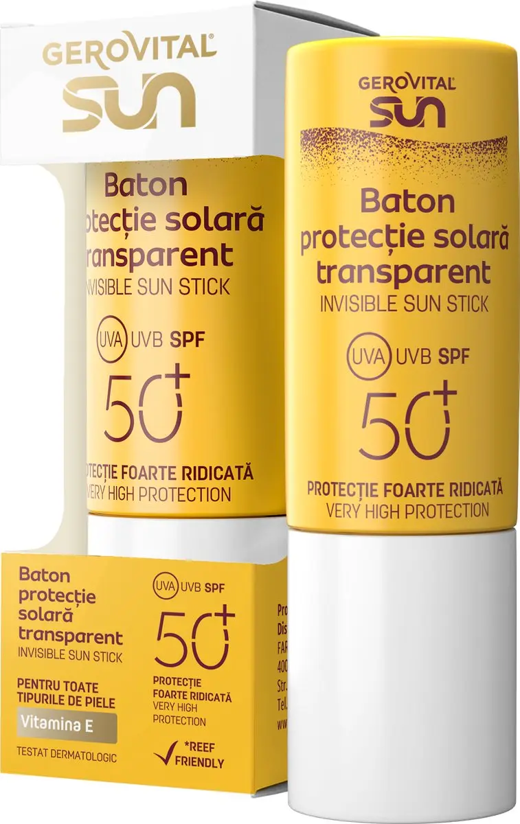 Gerovital SUN Transparante Zonnebrand Stick SPF50+ 12ml