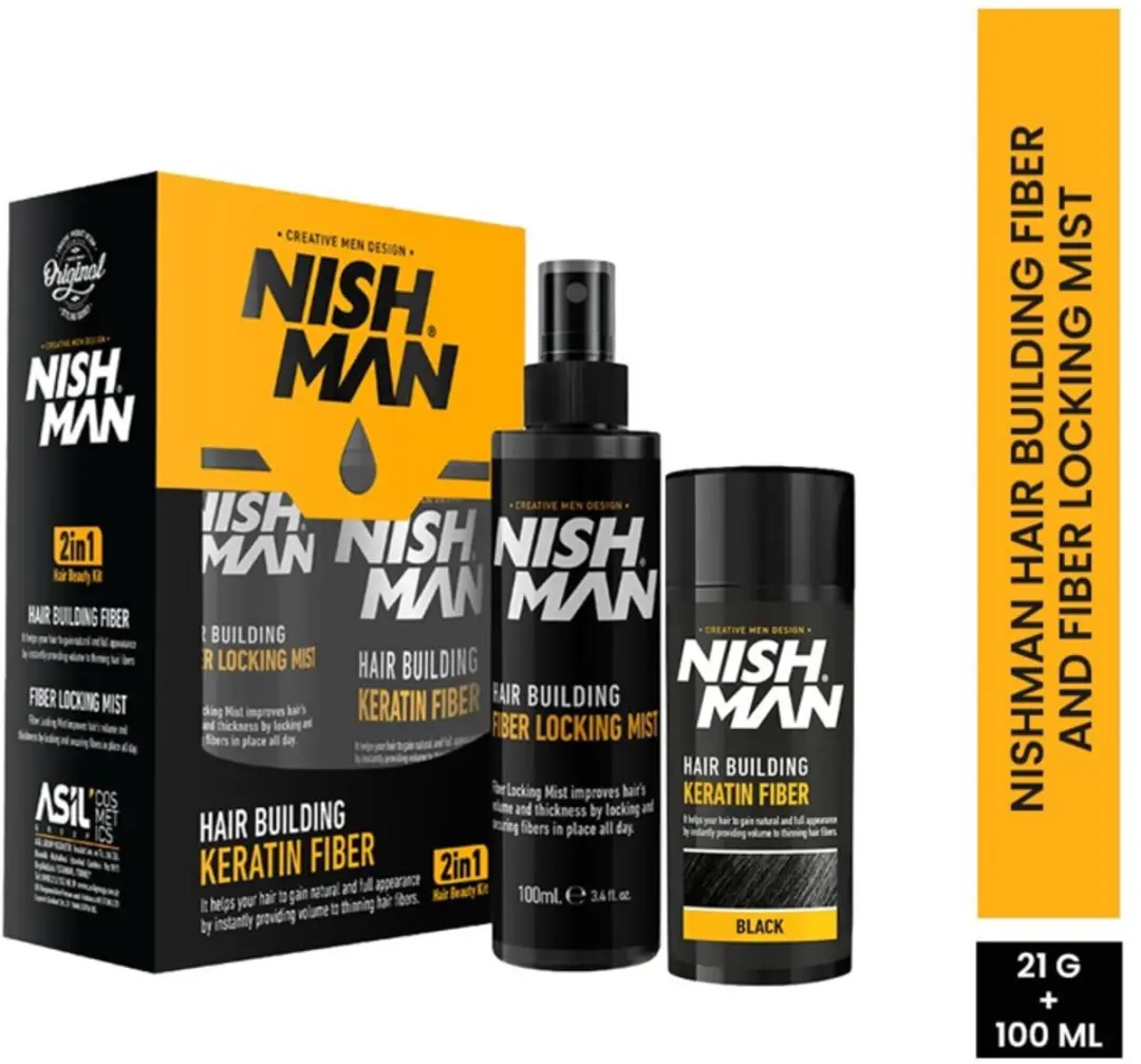 Nishman Hair Building Keratin Fiber 2-in-1 Zwart - 207ml