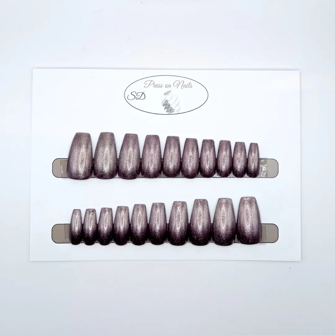 SD Press on Nails B-236 Plaknagels - 20 Stuks - Bruinpaars Glitter