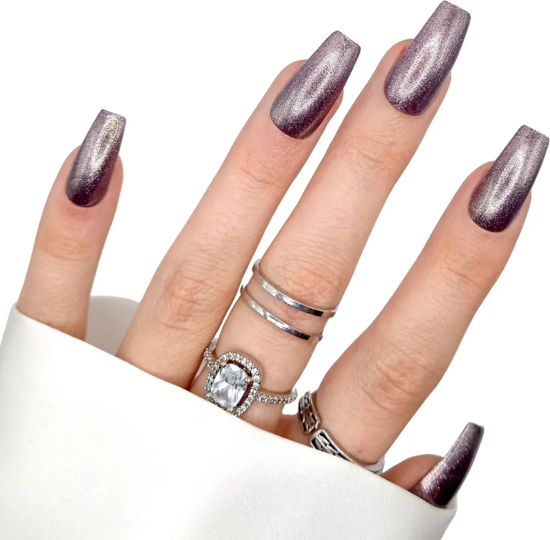 SD Press on Nails B-236 Plaknagels - 20 Stuks - Bruinpaars Glitter