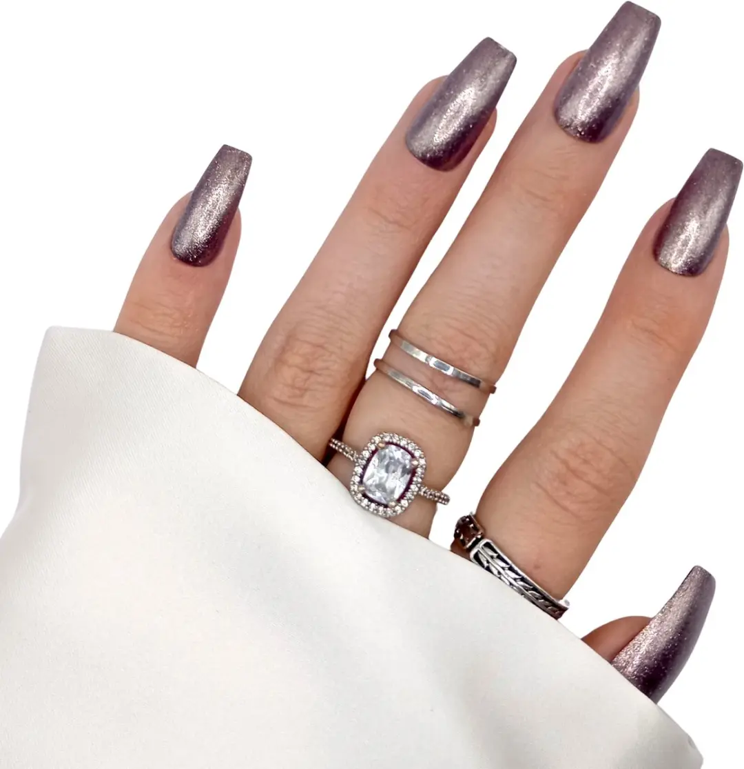 SD Press on Nails B-236 Plaknagels - 20 Stuks - Bruinpaars Glitter
