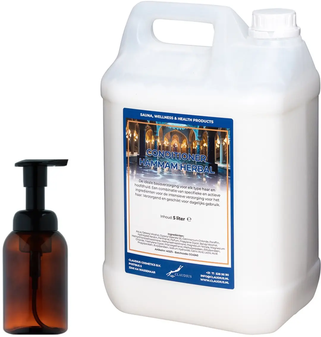 Splashbox Cosmetics Zeepdispenser 300ml + Hammam Herbal Conditioner 5L