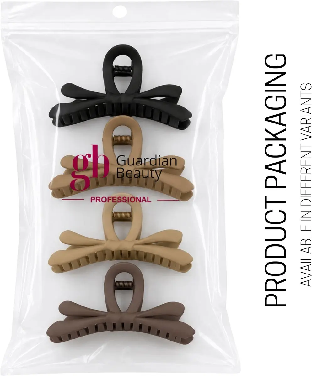 Guardian Beauty Haarclips - Groot Klauwen - 4 Stuks - Zwart/Lichtbeige/Warmbeige/Bruin