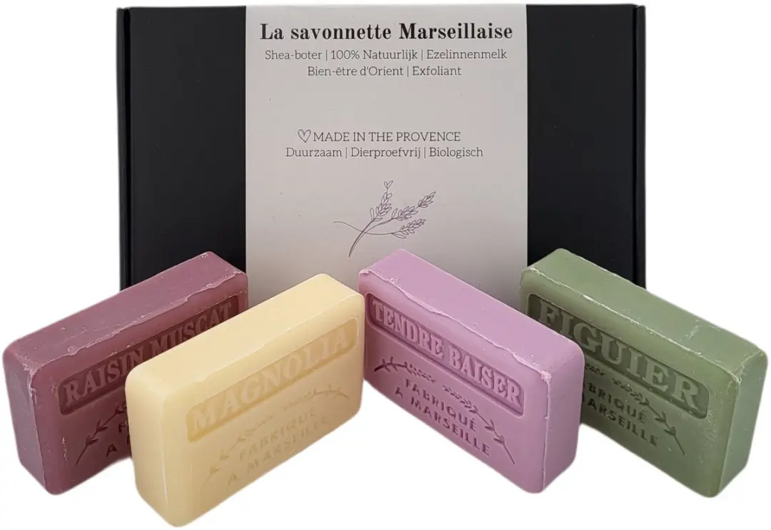 Savon de Marseille Zeep Set Magnolia/Tendre Baiser/Muskaatdruif/Vijgen