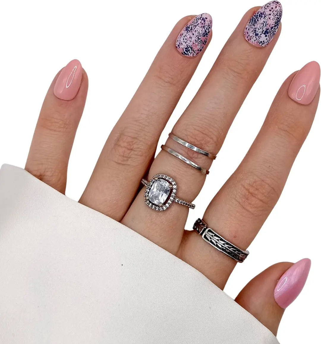 SD Press on Nails B-195 Plaknagels Nude Roze - 20 Stuks