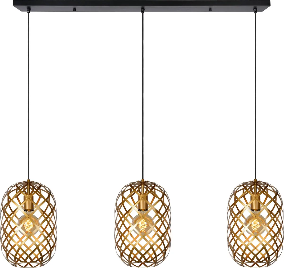 Lucide Wolfram Hanglamp 3xE27 - Mat Goud/Messing
