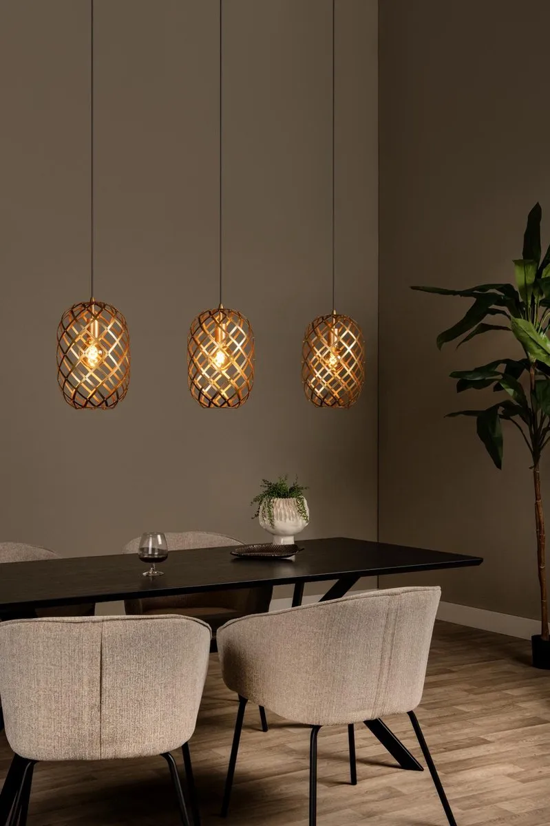 Lucide Wolfram Hanglamp 3xE27 - Mat Goud/Messing