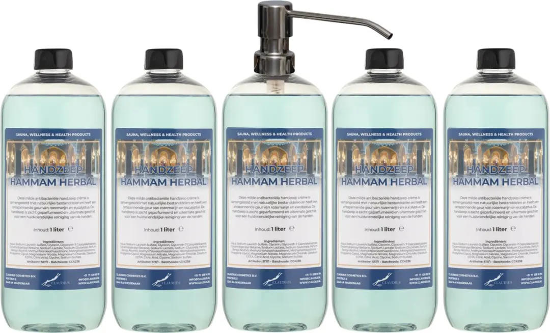 Splashbox Cosmetics Hammam Herbal Handzeep 1L - 5 Stuks