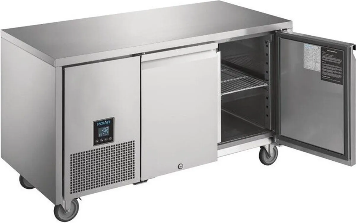 Polar U-Serie UA005 Tweedeurs Koelwerkbank 267L - RVS