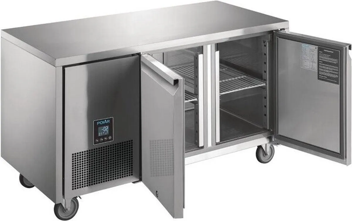 Polar U-Serie UA005 Tweedeurs Koelwerkbank 267L - RVS