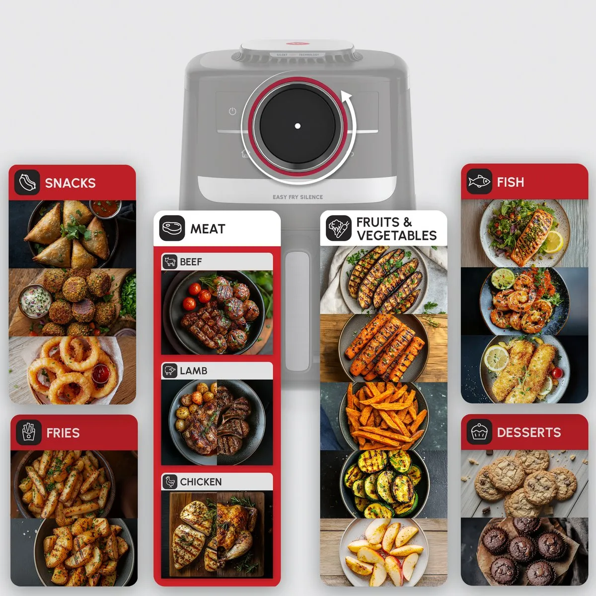Moulinex Easy Fry Silence EZ5728F0 Airfryer 1550W - 10 Programma's - 5L - Zwart