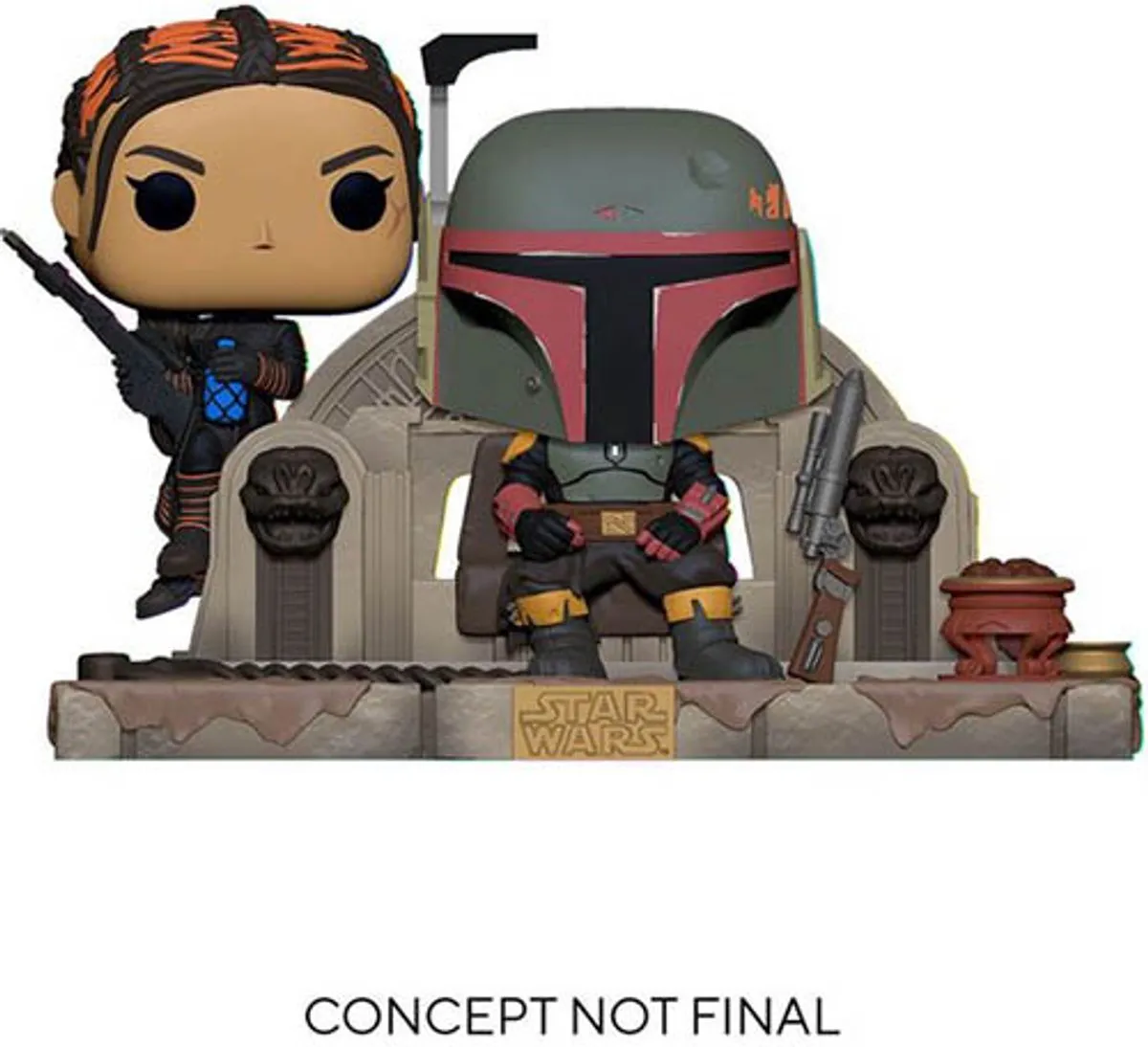 Funko Pop! Mandalorian Boba Fett & Fennec op Troon FK58391