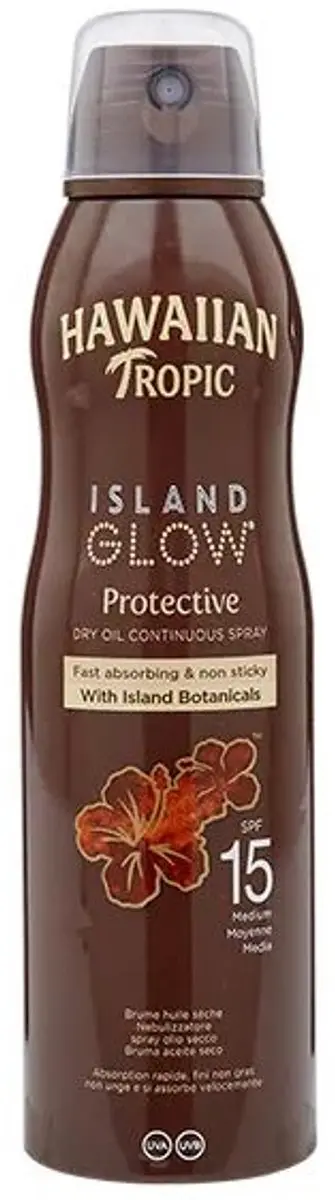 Hawaiian Tropic Island Glow Droge Zonnebrandolie Spray SPF 15