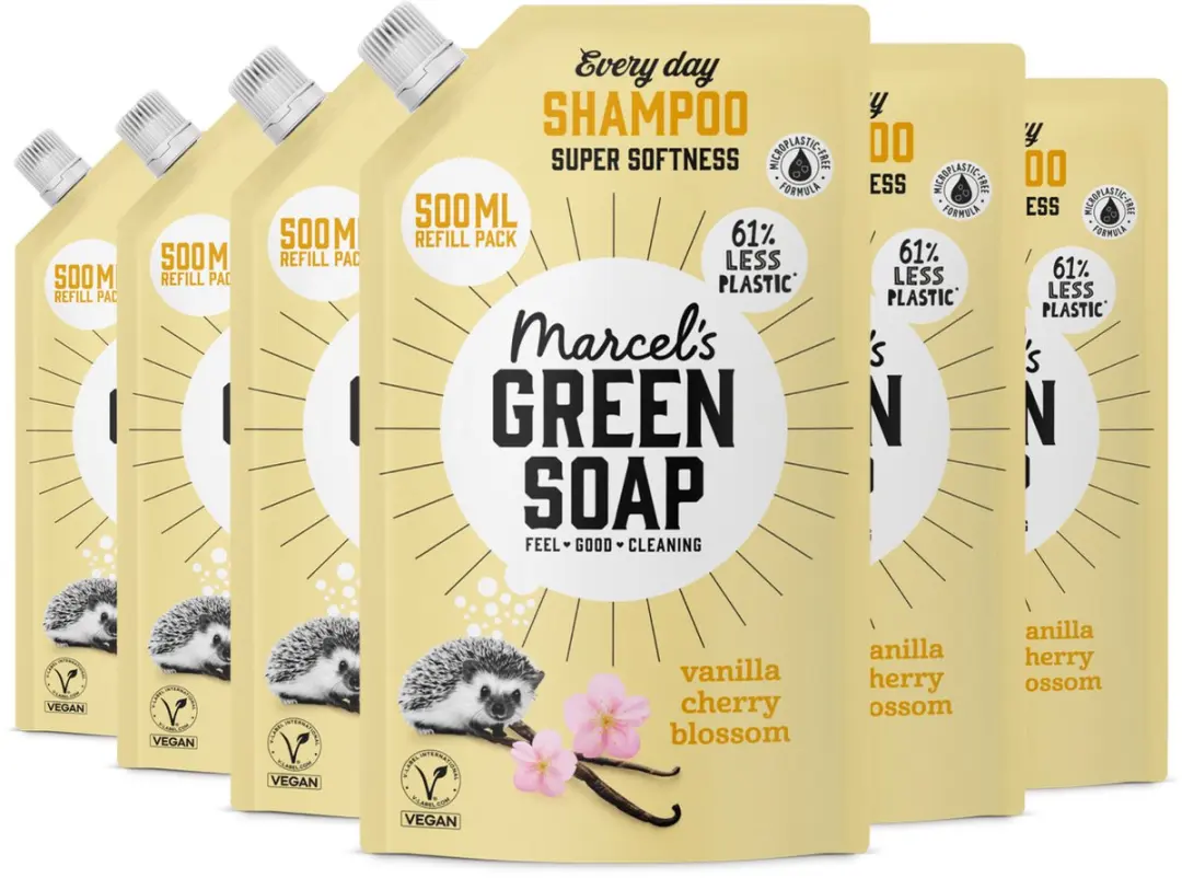 Marcel's Green Soap Shampoo Navulling Vanille & Kersenbloesem 6x500ml
