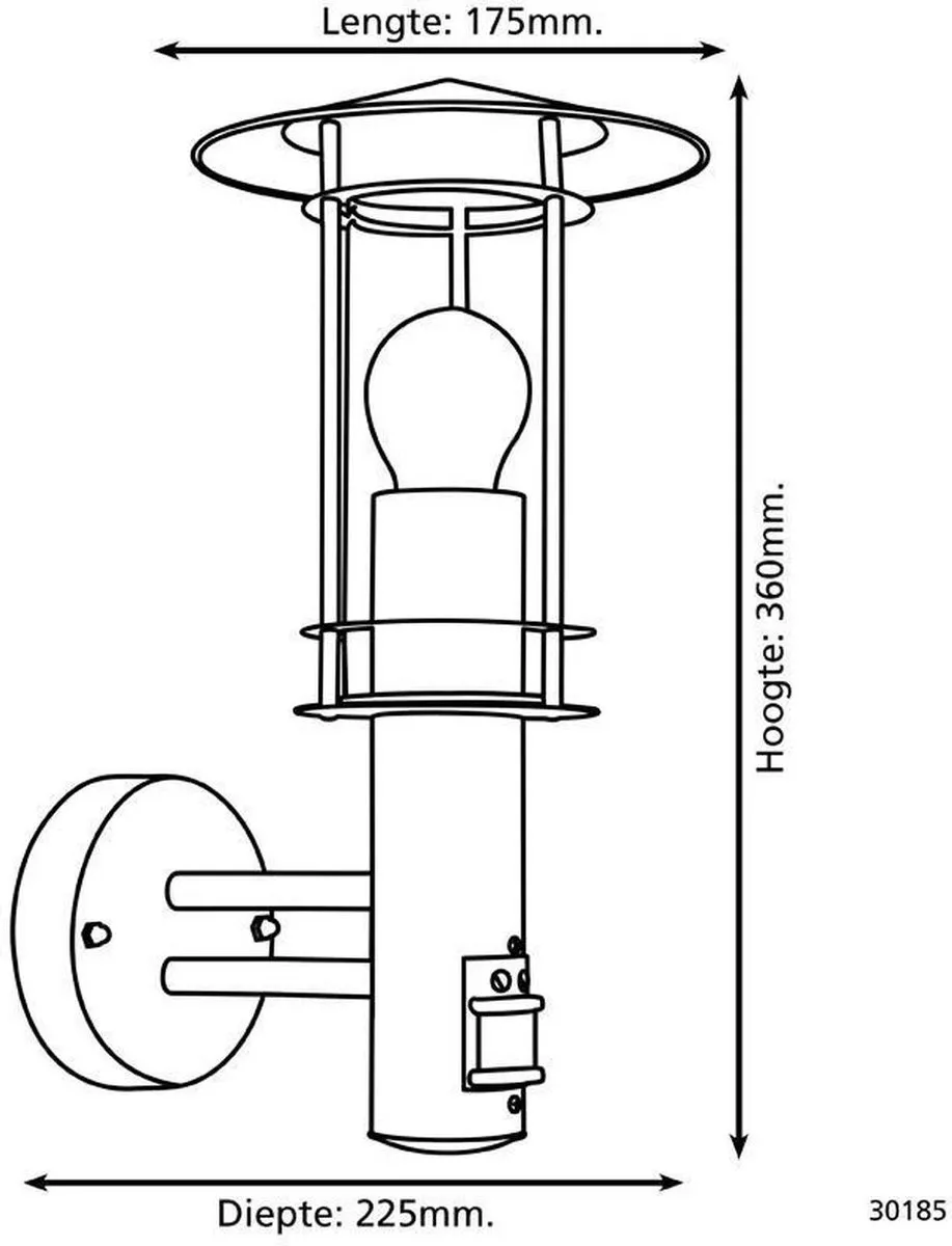 Eglo Lisio 1 Wandlamp Buiten E27 Sensor - Zwart - afbeelding 6 van 6