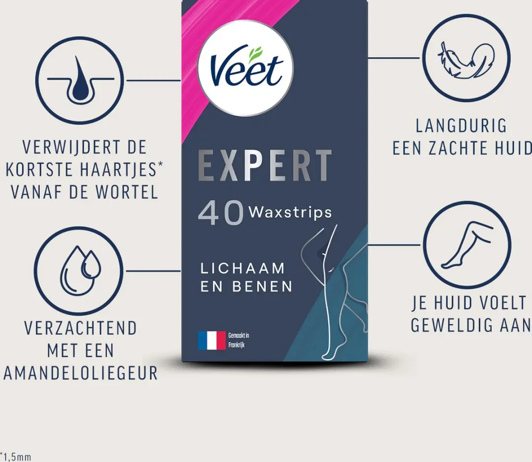 Veet Expert Koude Wasstrips Benen Sensitive 80 Stuks