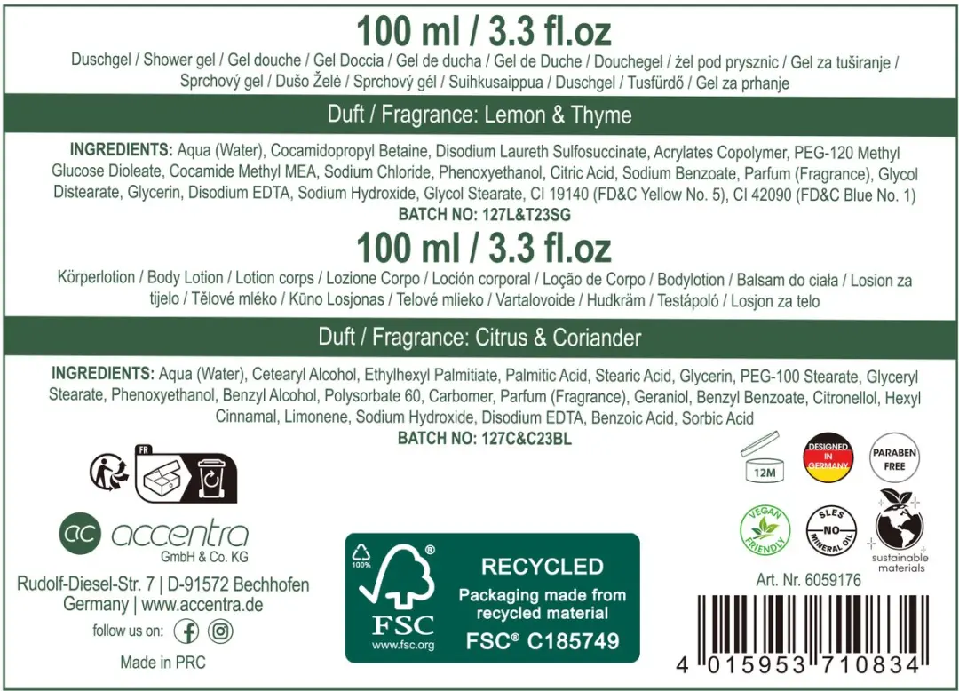 Accentra Herbal Spa Citrus & Tijm Wellness Set - 2x100ml