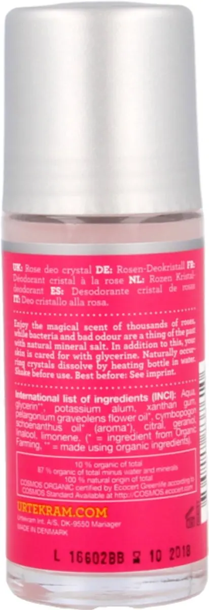 Urtekram Roll On Deo Crystal Rozen 50ml