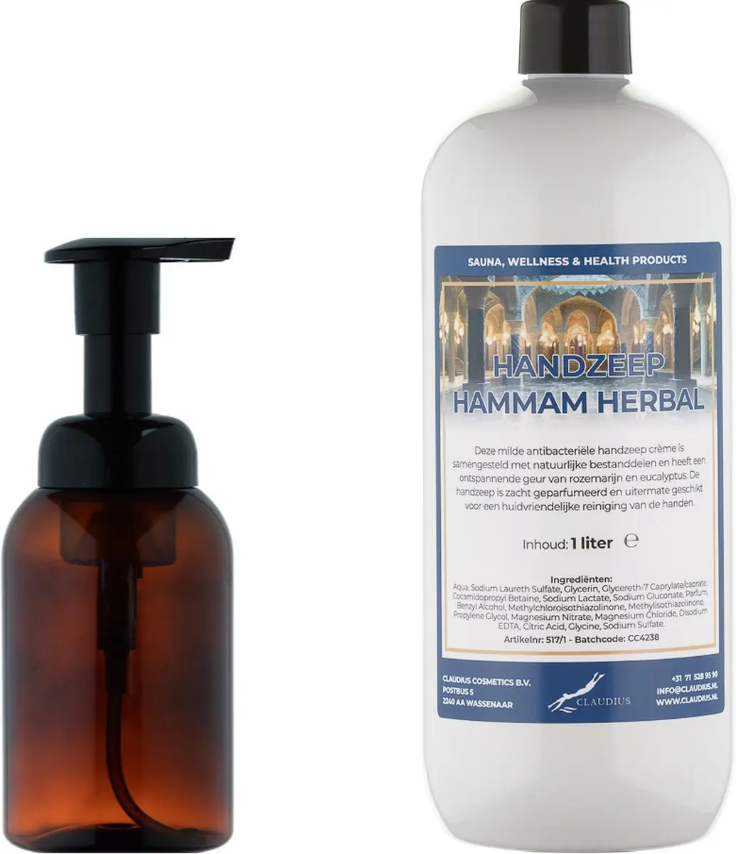 Splashbox Cosmetics Zeepdispenser 300ml + Hammam Herbal Handzeep 1L