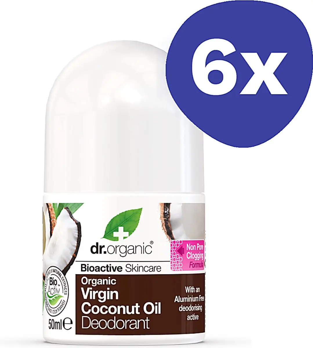 Dr Organic Virgin Kokosolie Deodorant - 6x50ml