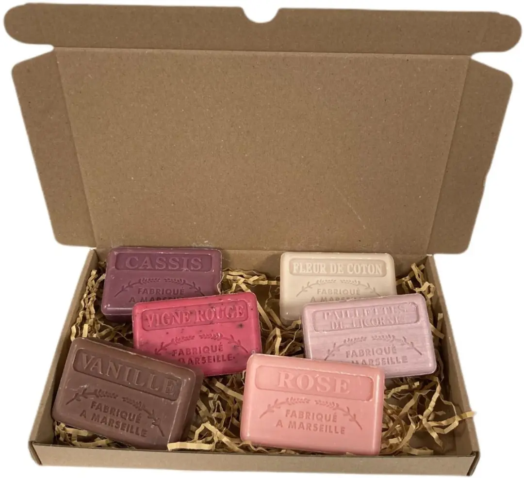 Savon de Marseille Zeepset 6x125g - o.a. Casis/Vigne Rouge/Vanille