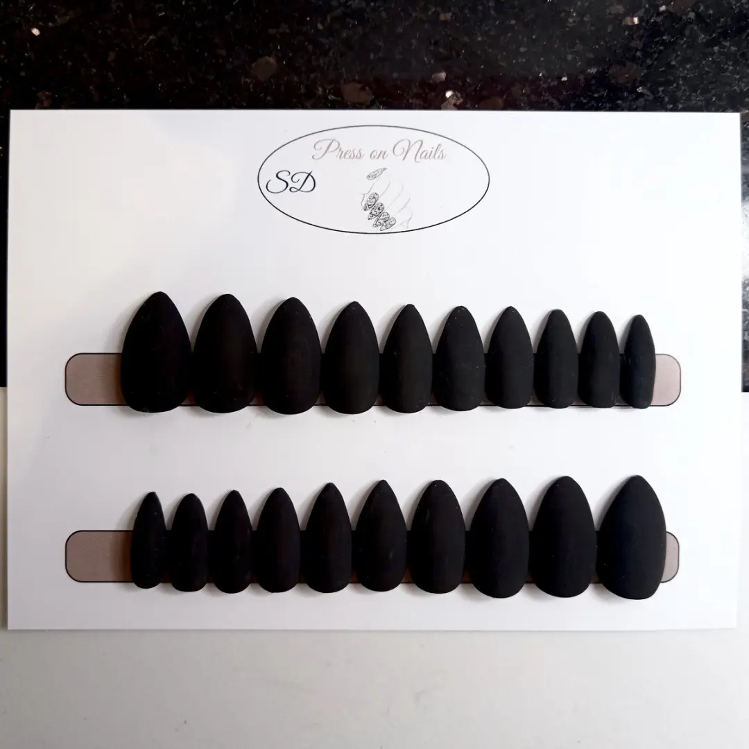 SD Press on Nails B-116 Plaknagels - 20 Stuks - Zwart Matte