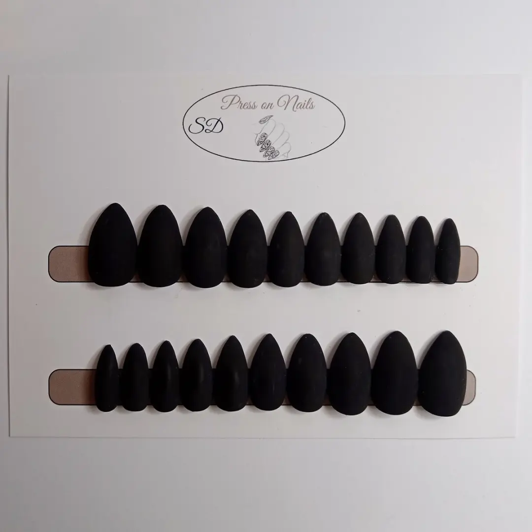 SD Press on Nails B-116 Plaknagels - 20 Stuks - Zwart Matte