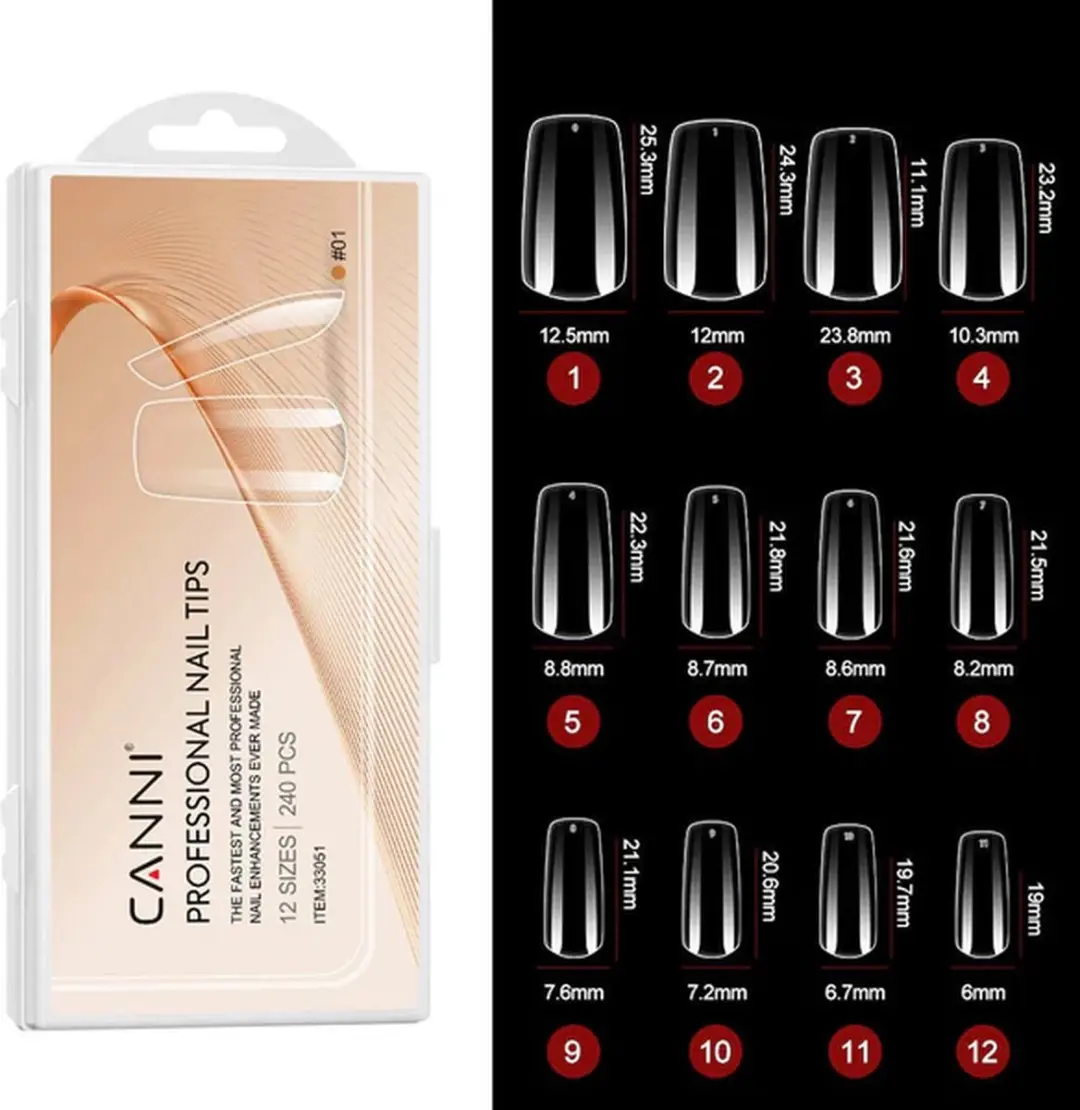 Canni Nageltips Transparant Square - 240 Stuks
