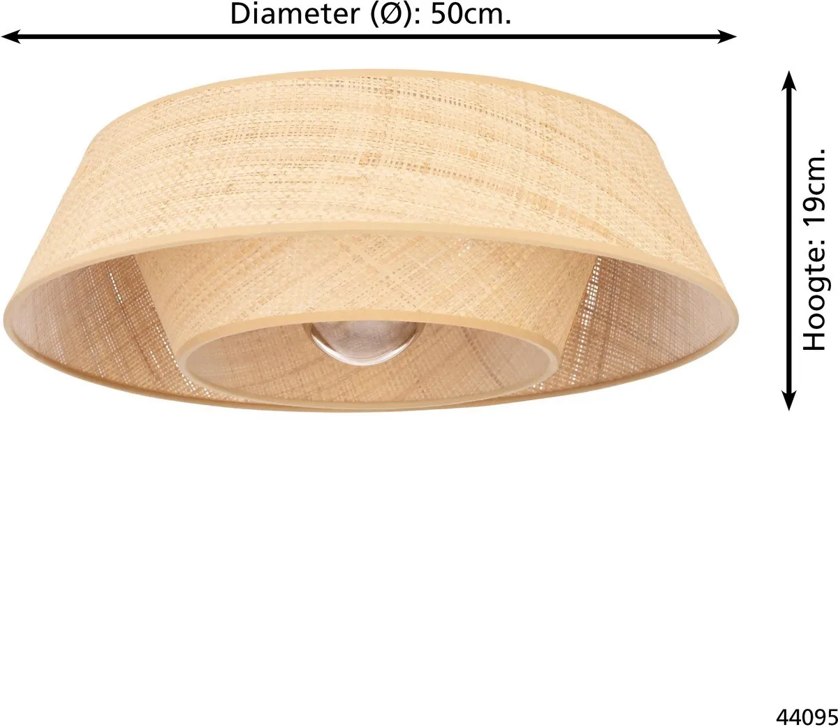 Eglo Marford Plafondlamp Ø50cm - Zwart/Bruin - afbeelding 6 van 6