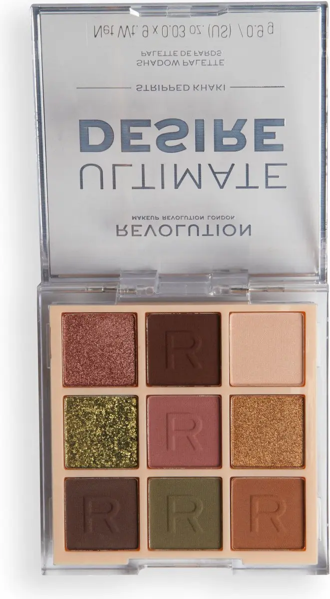 Makeup Revolution Ultimate Desire Oogschaduw Palette Stripped Khaki - 9 Kleuren