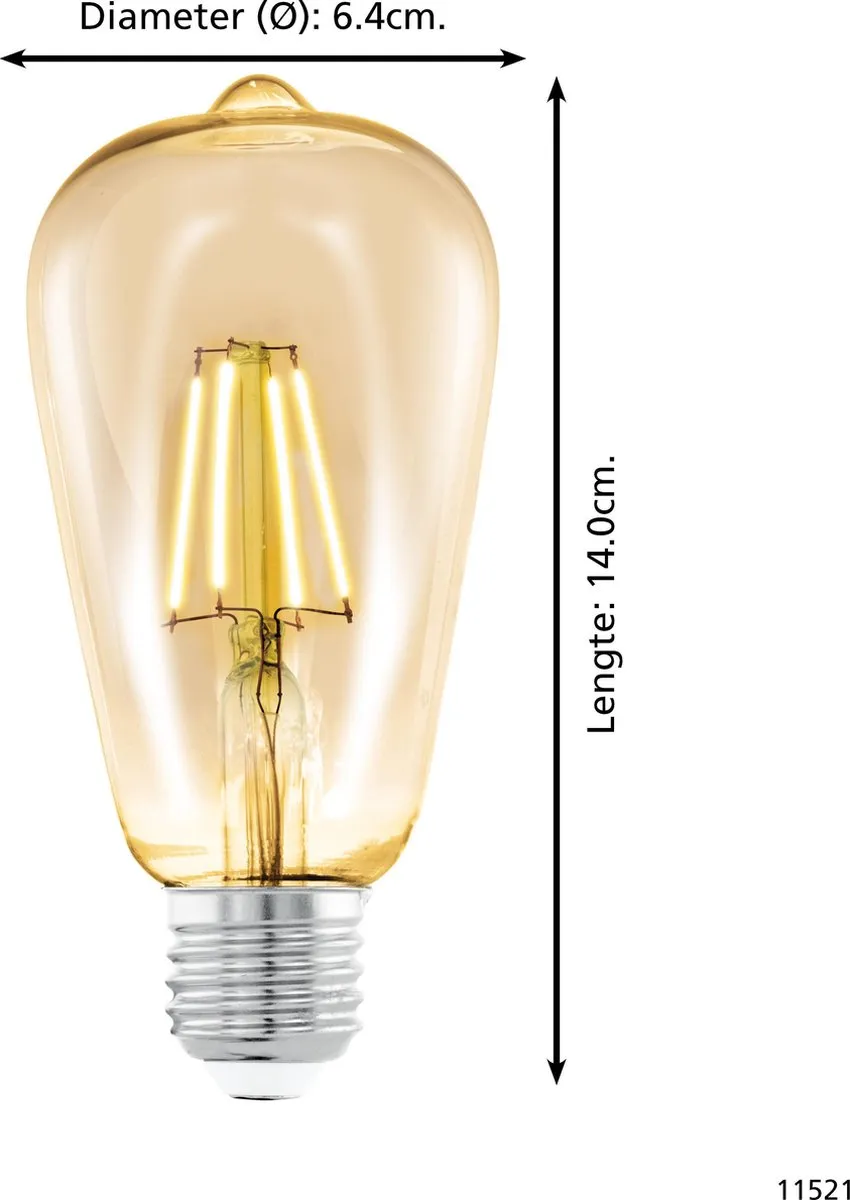 Eglo Vintage LED Kooldraadlamp E27 G95 - 4W - Amber - afbeelding 6 van 6