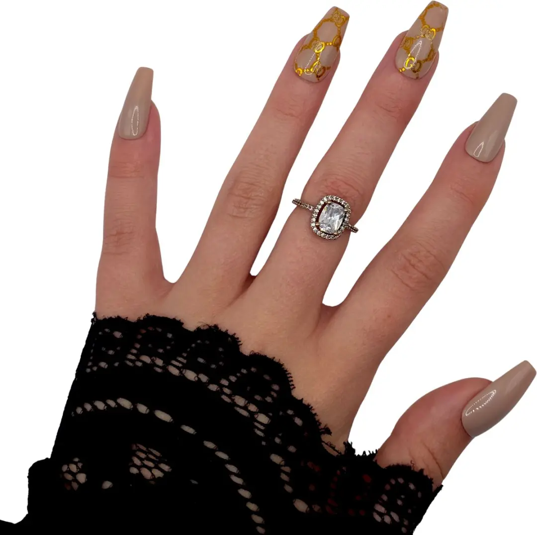 SD Press on Nails Nude Plaknagels B-22 - 50g - Nude/Goud