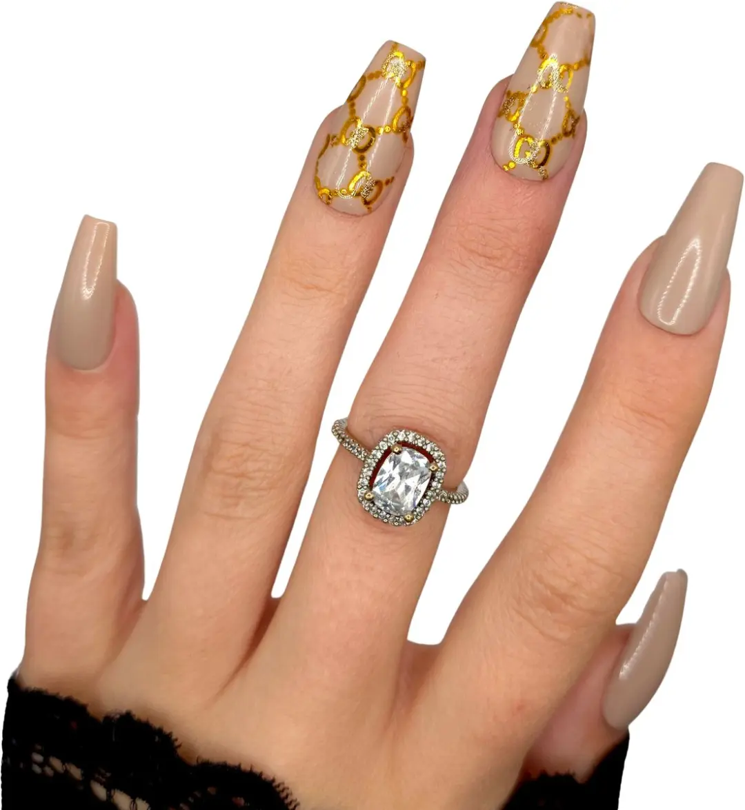 SD Press on Nails Nude Plaknagels B-22 - 50g - Nude/Goud