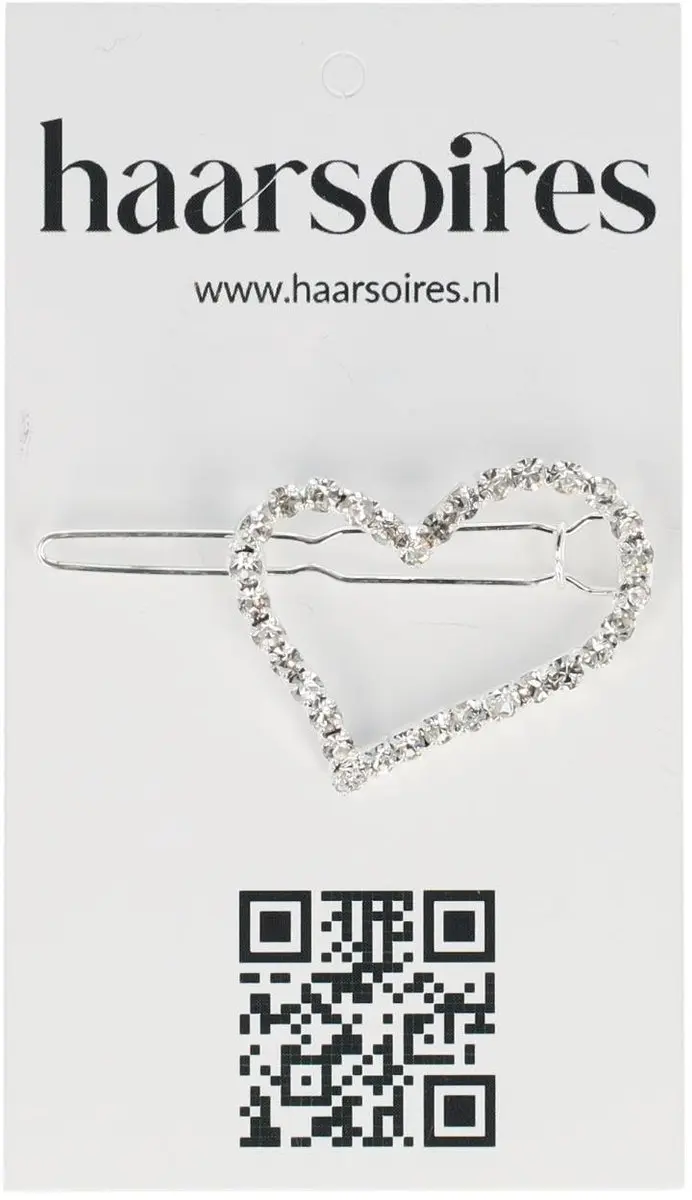 Haarsoires Haarspeld Hartje Strass 3cm - Zilver