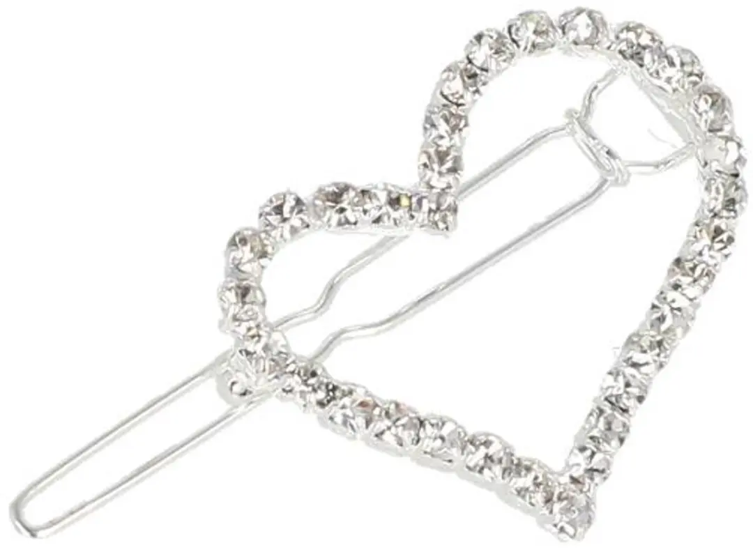 Haarsoires Haarspeld Hartje Strass 3cm - Zilver