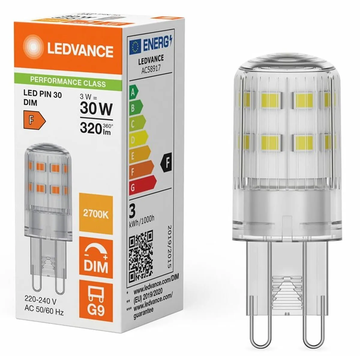 LEDVANCE G9 Insteeklamp 3W - 320lm Warm Wit Dimbaar