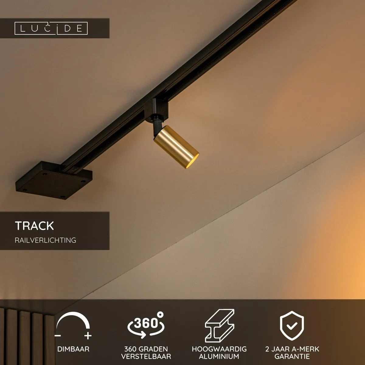 Lucide Track Ritmo Railspot GU10 Mat Goud/Messing