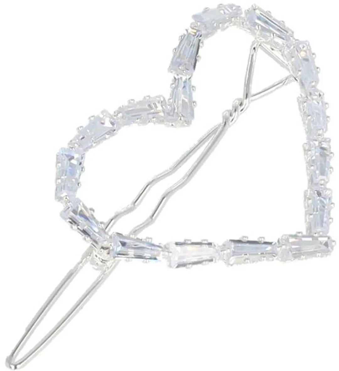 Haarsoires Haarspeld 4cm Hartje Facet Steentjes - Zilver