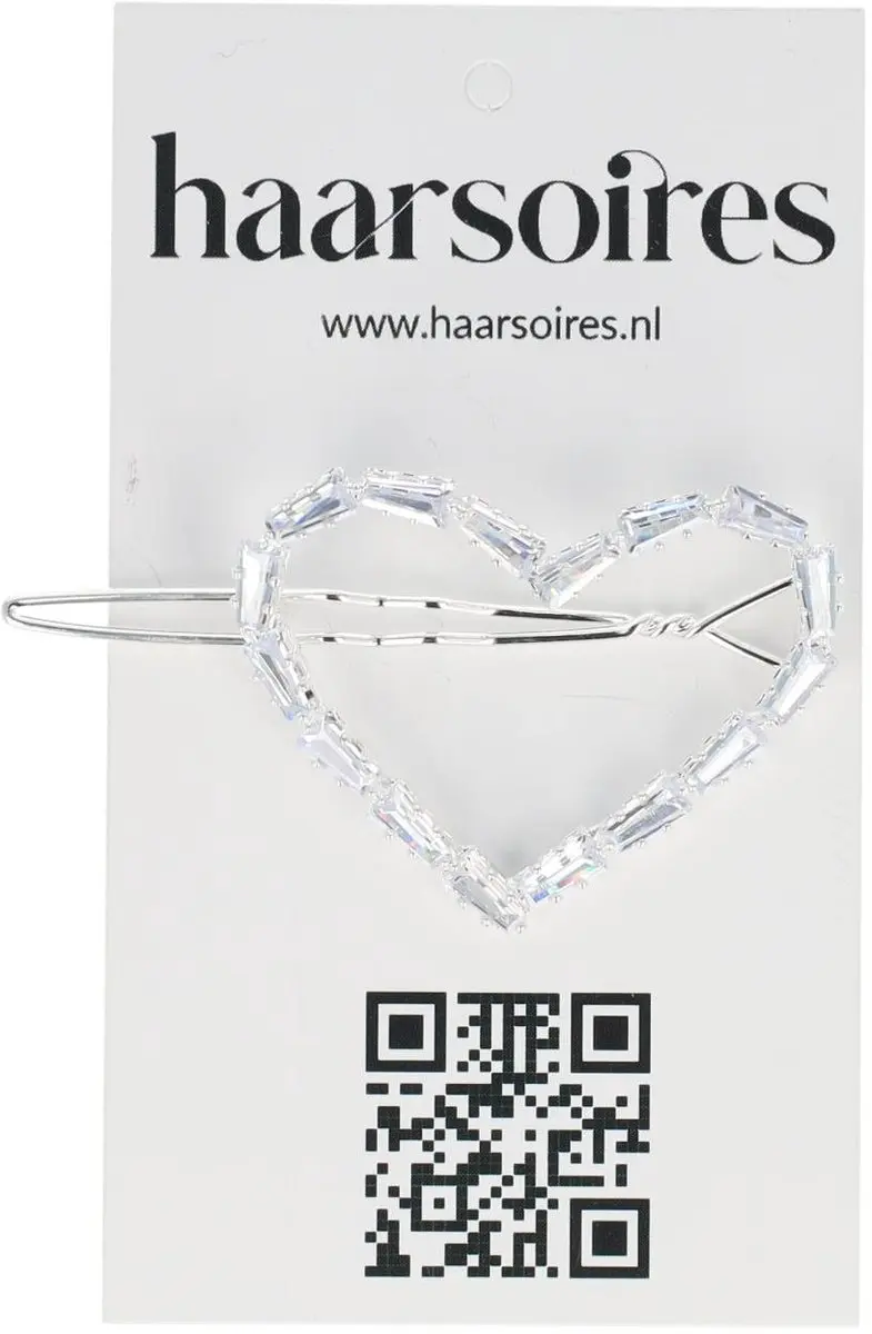 Haarsoires Haarspeld 4cm Hartje Facet Steentjes - Zilver