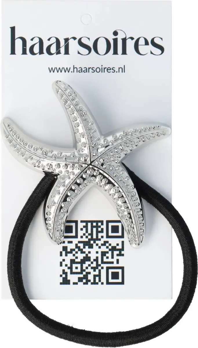 Haarsoires Haarelastiek Cuff 5cm - Zwart Zilver