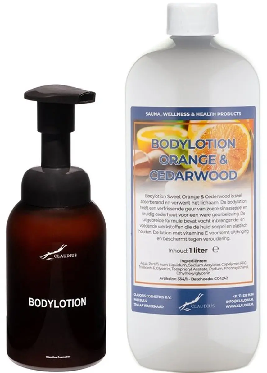 Splashbox Cosmetics Zeepdispenser 300ml + Bodylotion 1L Orange & Cedarwood