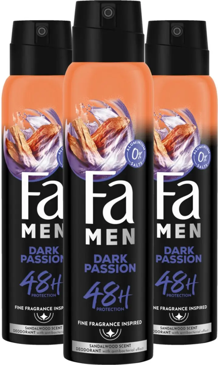 Fa Men Deodorant Spray Dark Passion - 3x150ml